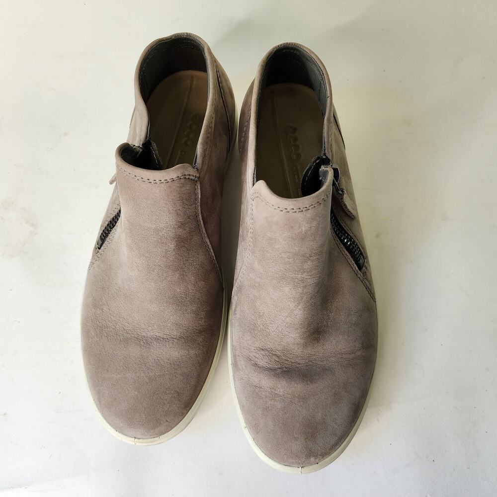 Ecco Soft 7 Low Cut Ankle Boot Gray Suede‎ Side Zip Bootie EU 36 US 5-5.5 - Picture 2 of 7